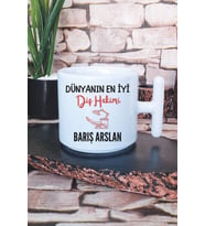 Dünyanın En İyi Diş Hekimi Baskılı Kişiye Özel Diş Doktoru Hediyelik T Kulplu Latte Fincanı Kupa