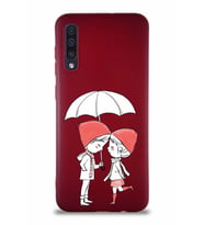 Samsung Galaxy A50S Soft Premier Kapak Aşk Tasarımlı Silikon Kılıf - Mürdüm (Şeffaf)