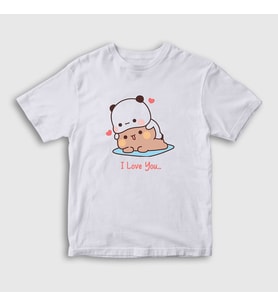 Presmono Unisex Çocuk Beyaz Love Sevgili Sevgililer Günü Hediye Bubu Dudu T-Shirt 481032tt