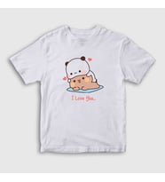 Presmono Unisex Çocuk Beyaz Love Sevgili Sevgililer Günü Hediye Bubu Dudu T-Shirt 481032tt