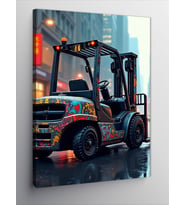 Kanvas Tablo Renkli Forklift