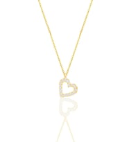 Gümüş altın yaldızlı zirkon taşlı kalp kolye SGTL11870GOLD