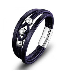 💎 Premium Çelik Top Ve Lacivert Deri Bileklik 31834B8D3