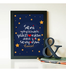 Kişiye Özel Gökyüzündeki Yıldızlar Kadar Seviyorum Sertifika