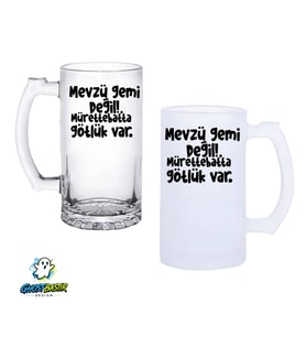 Mevzu Gemi Değil Kulplu Bira Bardağı Buzlu veya Şeffaf Seçenekli 0326