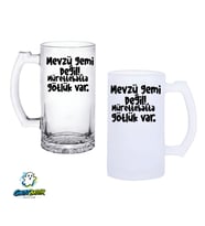 Mevzu Gemi Değil Kulplu Bira Bardağı Buzlu veya Şeffaf Seçenekli 0326