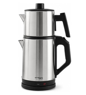 Crwn 1500W Paslanmaz Çelik Otomatik Çay Makinesi 1.8L + 0.8L Çelik Demlikli Kablolu Çaycı