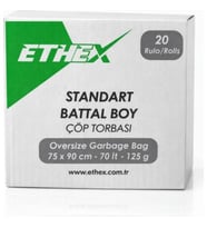Ethex Battal Boy Mavi Renk Çöp Torbası 20 Paket - 75x90 Cm