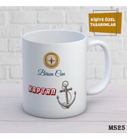 Kişiye Özel Meslek Temalı Kupa  İsimli & Fotoğraflı Premium Hediye Bardak Kaptan