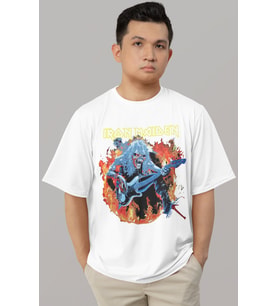 Tasarım Iron Maiden Rock Metal Müzik Grubu Baskılı Unisex Oversize Tişört