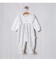 ÇİÇEK BASKILI FIRFIRLI BEBE KIZ TULUM (Somon)