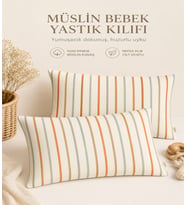 More Home Müslin Bebek Yastık Kılıfı 2 Adet 35X45 Çizgi Desenli