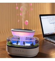 Su Damlacıklı Yağmur Hava Nemlendirici Difüzör RGB, Su Buharlı 250 mL Orman Tasarımlı Nemlendirici