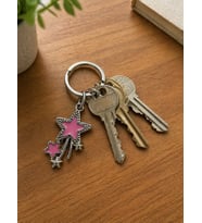 Pembe Yıldız Detaylı Metal Anahtarlık Unisex Aksesuar