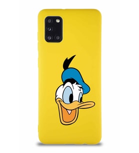 Samsung Galaxy A31 Soft Premier Kapak Donald Duck-A Tasarımlı Silikon Kılıf - Sarı (Şeffaf)