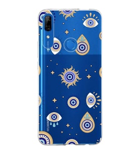 PrintiFy Huawei P Smart Z ile Uyumlu 1mm Slim Fit Nazar Boncuğu 5 Baskılı Şeffaf  Kılıf