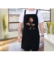 BK Gift Kişiye Özel Erkek Chef Karikatürlü Profesyonel Siyah Mutfak Önlüğü, Aşçı Önlüğü, Şef Önlüğü, Arkadaşa Hediye-6