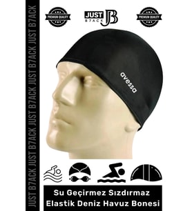 #Bone Su Geçirmez Sızdırmaz %100 Silikon Esnek Yüzücü Elastik Siyah Deniz Havuz Bonesi - 1 Adet