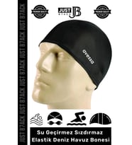 #Bone Su Geçirmez Sızdırmaz %100 Silikon Esnek Yüzücü Elastik Siyah Deniz Havuz Bonesi - 1 Adet