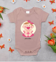 BK Kids Kişiye Özel İsimli Pembe %100 Pamuklu Kısa Kol Bebek Body Zıbın-4, Yeni Doğan Bebek Hediyesi