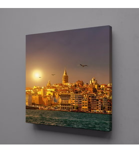 AKŞAM ÜSTÜ GALATA KULESİ KANVAS TABLO 80x80cm (Karışık)