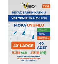 VEBOX BEYAZ SABUN KATILI MOP UYUMLU YER TEMİZLİK HAVLUSU MOP 40 AD