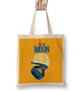 DOGECAR TO THE MOON Dogecoin Crypto Logo Merch Bez Çanta Uzun Saplı