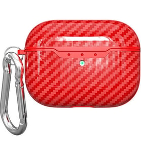 Ally Carbon Case Apple Airpods Pro Carbon Fiber Silikon Kılıf-(5775) - ETC5334-2371 (Kırmızı)
