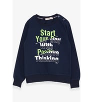 Breeze Erkek Çocuk Sweatshirt Yazı Baskılı 2-6 Yaş, Lacivert