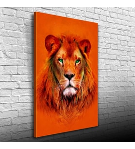 Aslan , Turuncu Tonlarda Dekoratif Kanvas Tablo 50 x 70