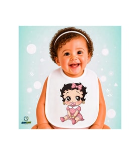 Betty Boop Keten Bebek Mama Önlüğü – Yumuşak, Emici, Yıkanabilir, Özel Tasarım P013