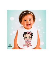 Betty Boop Keten Bebek Mama Önlüğü – Yumuşak, Emici, Yıkanabilir, Özel Tasarım P013