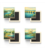 Adana - Baskılı Buzdolap Magneti Kare - 9x9 cm - 4 Adet