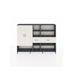Arges Dolap 10 Raflı 2 Çekmeceli 2 Kapaklı 220x30x163 Antrasit-Aytaşı