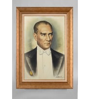Altın Varaklı Paspartulu Çerçeveli Atatürk Tablo sd771