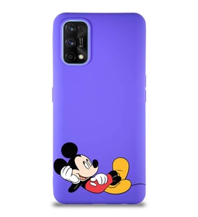 Realme 7 Pro Soft Premier Kapak Mickey Mouse-F Tasarımlı Silikon Kılıf - Mor (Şeffaf)