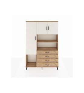 Arges Dolap 7 Raflı 4 Çekmeceli 3 Kapaklı 132x30x195 Çam-Aytaşı/Çam