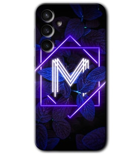 Galaxy S23 FE Kılıf HD Desen Baskılı Arka Kapak - Dark Neon Yaprak M Harfi