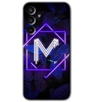 Galaxy S23 FE Kılıf HD Desen Baskılı Arka Kapak - Dark Neon Yaprak M Harfi
