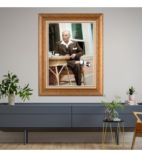 Altın Paspartulu Atatürk  Çerçeveli Tablo C722 (Gold)