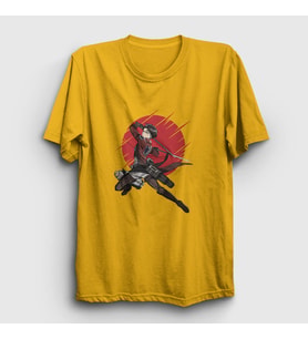 Presmono Unisex Sarı Levi Anime Attack On Titan T-Shirt 123678tt (Sarı)