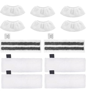 12 adet mikrofiber bez seti, Kärcher buharlı temizleyici aksesuarları EasyFix SC 2, SC 3, SC 4, SC 5 ile uyumlu, makinede yıkanabilir (4 zemin bezi seti + 2 zımpara zemin bezi + 6 el başlığı