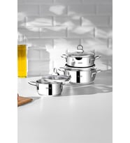 Nehir Silver 6 Parça Paslanmaz Çelik Mini Tencere Seti (12-14-16 cm)