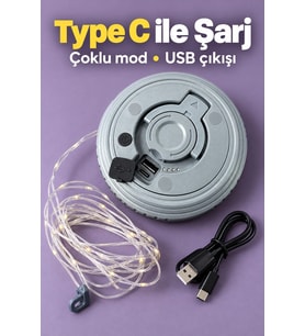 Led Şeritli Kamp Işığı Type C Şarj Girişli