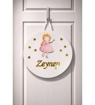 El Yapımı İsme Özel Yuvarlak Kız Bebek Kapı süsü, Hastane Süsü, Bebek İsimlik (Beyaz)