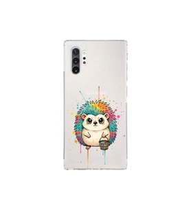 Samsung Galaxy Note 10 Plus ile Uyumlu Splash Kirpi Tasarımlı Şeffaf Silikon Kılıf
