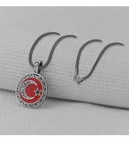 Gravur İşlemeliOrta Boy Ay Yıldız 925 Ayar Gümüş Erkek Kolye