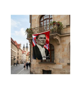 Sivil Mustafa Kemal Atatürk Ay-Yıldız Poster Poster Bayrak Premium Raşel Kumaş ATA19