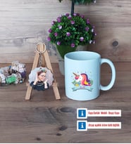 Unicorn Kupa Bardak Beyaz ve Fotoğraflı Ahşap Anahtarlık Hediye (Model 1)