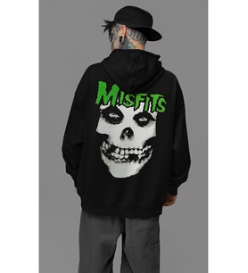 Misfits Müzik Grubu Baskılı Unisex Oversize Hoodie